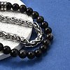 Natural Silver Leaf Jasper Round Beads Multi-strand Bracelets BJEW-D330-02P-07-2