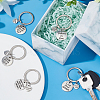 4 Sets Thanksgiving Theme Alloy Flat Round Keychain KEYC-PH0001-78-5