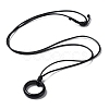 Natural Obsidian Ring Pendant Necklace with Waxed Cords NJEW-R262-01A-10-2
