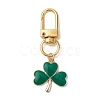 Lucky Clover Alloy Enamel Pendant Decoration HJEW-JM02502-01-1
