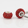 Large Hole Rondelle Resin Pave Grade A Rhinestone European Beads CPDL-H001-19-1