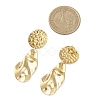 304 Stainless Steel Teardrop with Flat Round Dangle Stud Earrings EJEW-JE06752-4
