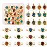 24Pcs 12 Colors 304 Stainless Steel Rhinestone Charms & Links connectors STAS-LS0001-28G-1