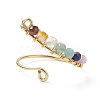 Natural Mixed Gemstone Braided Beaded Chakra Open Cuff Ring RJEW-JR00548-6