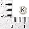 925 Sterling Silver Flat Round with Letter Beads STER-G044-01AS-K-3