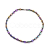 Synthetic Hematite & Brass Column Beaded Necklace Bracelet with Magnetic Clasps SJEW-G079-01D-2