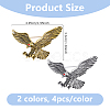 8Pcs 2 Colors Alloy Rhinestone Brooch JEWB-DC0006-48-2