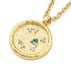 304 Stainless Steel Cubic Zirconia Constellation Flat Round Pendants STAS-S145-01A-2