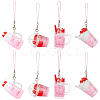 Olycraft 8Pcs 4 Style PVC Plastic Strawberry Ice Cream Cup Pendant Decorations HJEW-OC0001-08-1