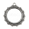 Tibetan Style Alloy Flat Round Pendant Cabochon Settings TIBEP-5353-AS-LF-1