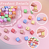 48Pcs 8 Colors Printed Opaque Acrylic Beads MACR-SC0002-71-6