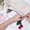 1Pc Zinc Alloy with Resin and PU Leather Dark Red Cherry Purse Decorative Chains AJEW-SC0002-99A-3