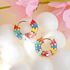 Enamel Striped Thick Hoop Earrings JE1110A-4