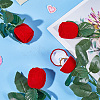 DELORIGIN Flocking Plastic Rose Finger Ring Boxes CON-DR0001-02-3