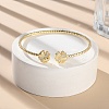 Clear Cubic Zirconia Open Cuff Bangle BJEW-G737-01G-05-2