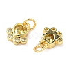 Brass Pave Cubic Zirconia Paw Print Charms KK-I355-17G-03-2