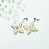 Glass Pearl Braided Star Stud Earrings EJEW-JE04982-01-2