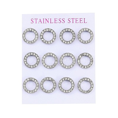 304 Stainless Steel Stud Earrings EJEW-C099-09P-02-1