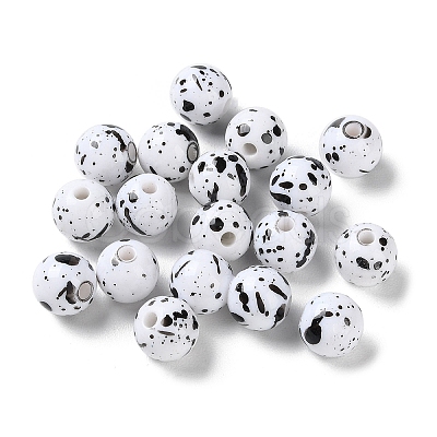 Printed Opaque Acrylic Round Beads ACRP-P001-01B-01-1