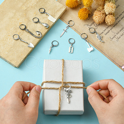 10Pcs 10 Style Killer's Weapon Theme Alloy Pendant Locking Stitch Markers HJEW-CJ00010-1