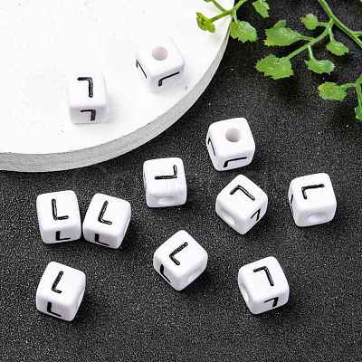 Letter Acrylic European Beads OPDL-R050-10mm-L-1