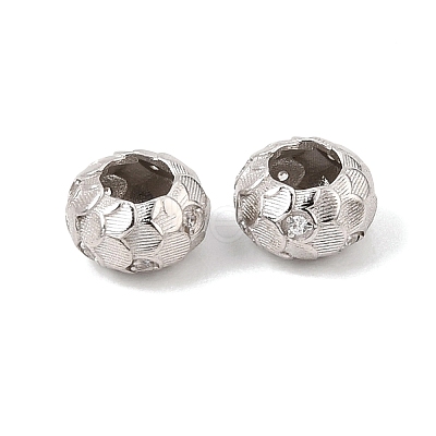 925 Sterling Silver Micro Pave Clear Cubic Zirconia European Beads SE-CBAF1B2-10P-1