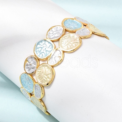 304 Stainless Steel Enamel Flat Round Open Cuff Bangles for Women SA-CBA1A30-03B-G-1