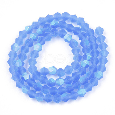 Imitate Austrian Crystal Bicone Frosted Glass Beads Strands GLAA-F029-TM4mm-A07-1