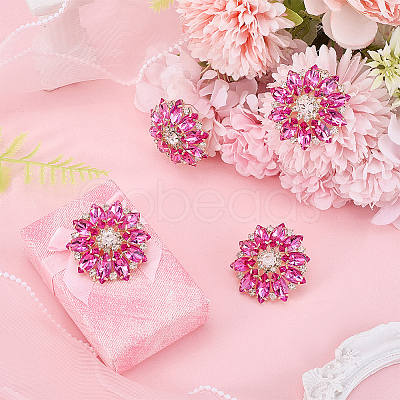4Pcs Alloy & Glass & Rhinestone Shank Buttons BUTT-FG0001-63C-1