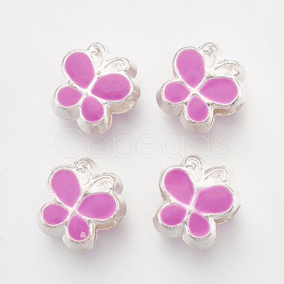 Alloy Enamel Butterfly Large Hole European Beads MPDL-R036-47G-1