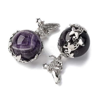 Natural Amethyst Round Pendants G-G207-01P-07-1