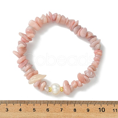 3Pcs 3 Styles Natural Mixed Gemstone Chip & Cultured Freshwater Pearl Beaded Stretch Bracelets Set for Women BJEW-JB13762-04-1