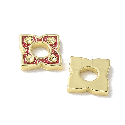 Flower Brass Enamel Beads KK-P290-11G-03-1
