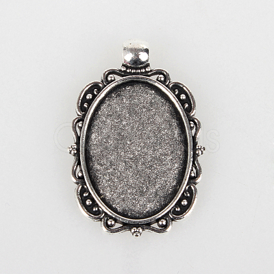 Vintage Tibetan Style Alloy Pendant Cabochon Bezel Settings TIBEP-O006-51AS-1