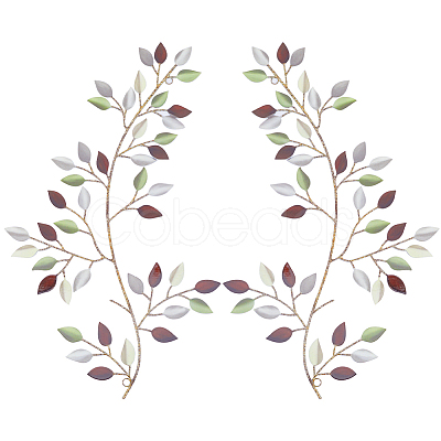 Iron Leaves Branch Wall Decorations AJEW-WH0513-30A-1