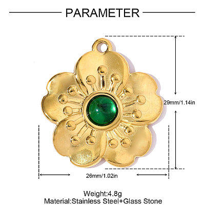 304 Stainless Steel Glass Pendants STAS-OY008-60G-1