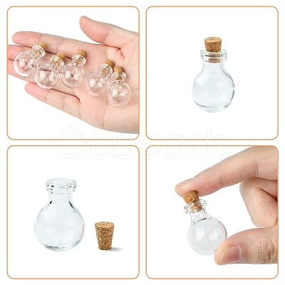 8Pcs Round Glass Bottle for Bead Containers BOTT-FS0001-03-1