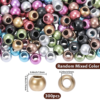 300Pcs Matte Rondelle Spray Painted Acrylic European Beads OACR-PA0001-74-1