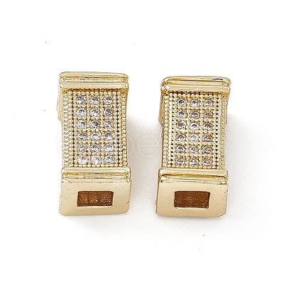 Brass Micro Pave Clear Cubic Zirconia Beads KK-E068-VB458-1