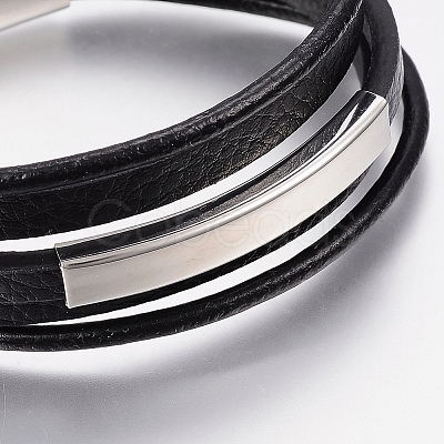 Men's Braided Microfiber Cord Multi-strand Bracelets BJEW-P198-06-1-1
