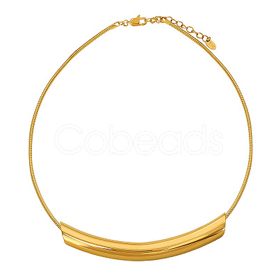 304 Stainless Steel Curved Tube Round Snake Chain Necklaces for Women FS-WG91F2E-02-1