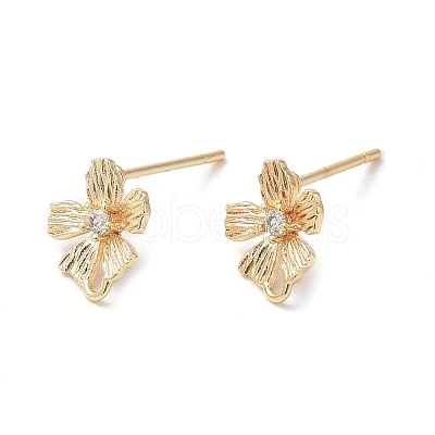 Brass Micro Pave Cubic Zirconia Stud Earring Finding KK-C028-09G-1