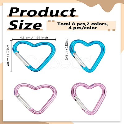 8Pcs 2 Colors Aluminum Alloy Rock Climbing Carabiners FIND-LP0008-16-1