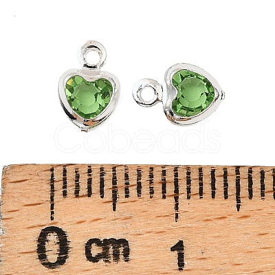 Heart Brass Glass Charms KK-S385-01S-02-1