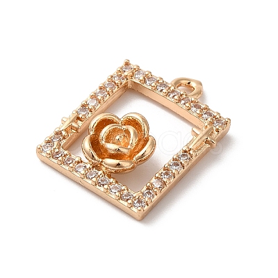 Brass Micro Pave Clear Cubic Zirconia Pendants KK-C062-068G-1