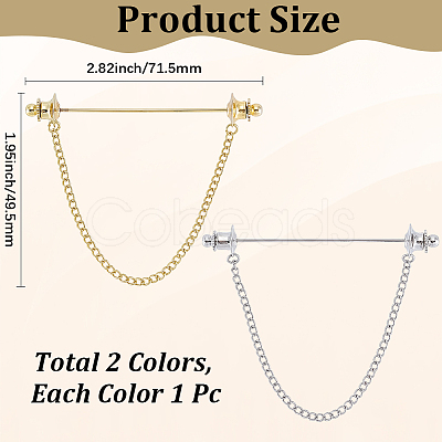 2Pcs 2 Colors Brass Tie Clip AJEW-CY0002-71-1