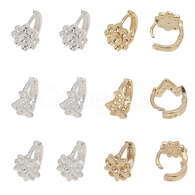 12Pcs 6 Style Brass Hoop Earring Findings KK-CA0002-45-1