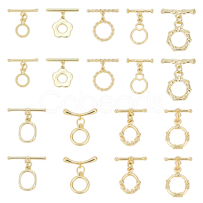 18Pcs 9 Styles Brass Toggle Clasps KK-ME0003-86-1