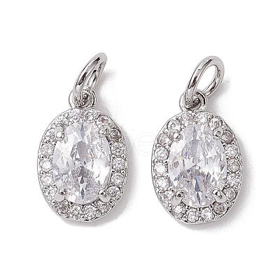 Brass Micro Pave Clear Cubic Zirconia Charms KK-K360-17P-1
