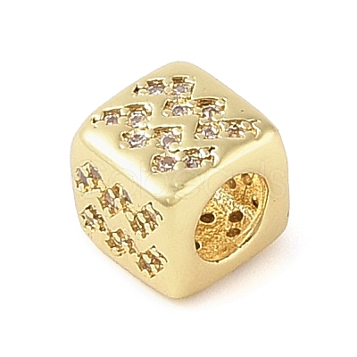 Brass Micro Pave Clear Cubic Zirconia European Beads KK-K368-01G-11-1